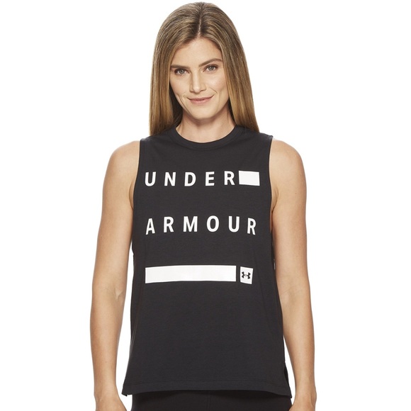 NWT Under Armour Linear Wordmark Muscle Tank - Picture 1 of 4